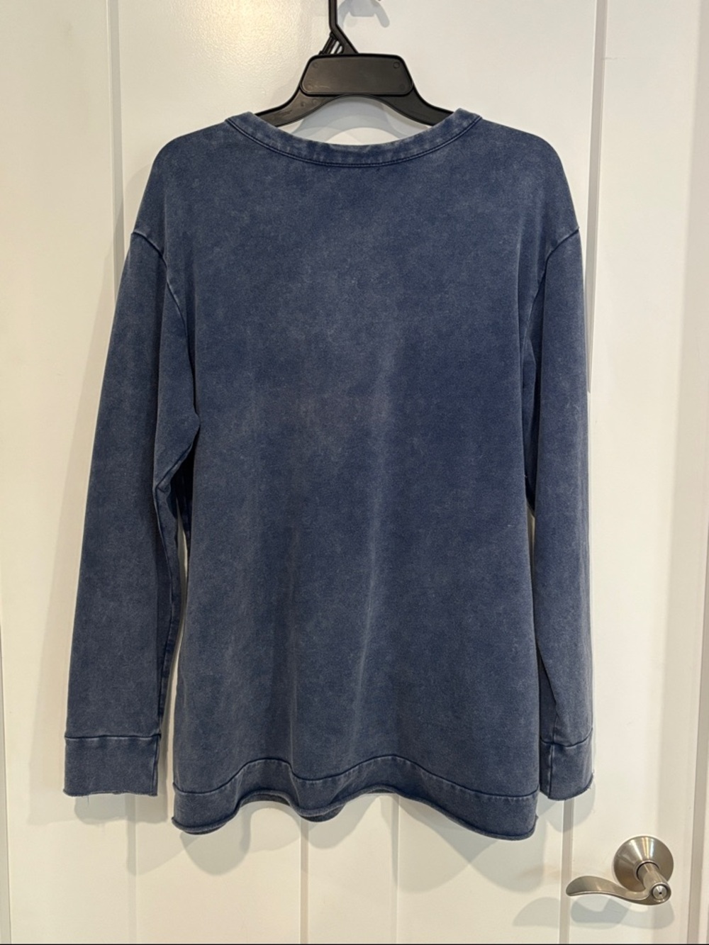 Lane Bryant Washed Blue Lace-Up Long Sleeve Pullover - Picture 6 of 6